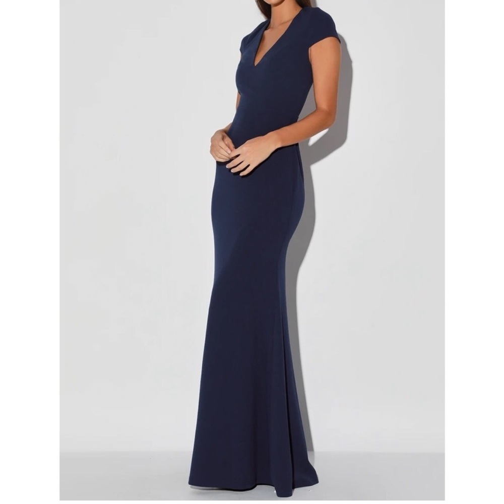 NWT LULUS Always With Elegance Navy Blue Cap Sleeve Mermaid Maxi Dress